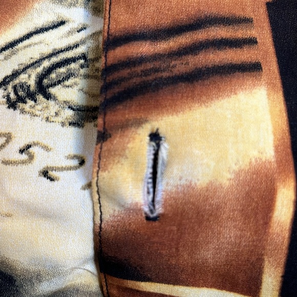 Vintage 90s Impaq Sports Wear Money Gold Currency Photoprint Hawaiian Shirt Men - Picture 8 of 14